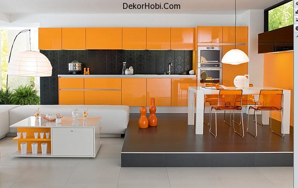 modern-orange-colored-kitchen-decor-pictures