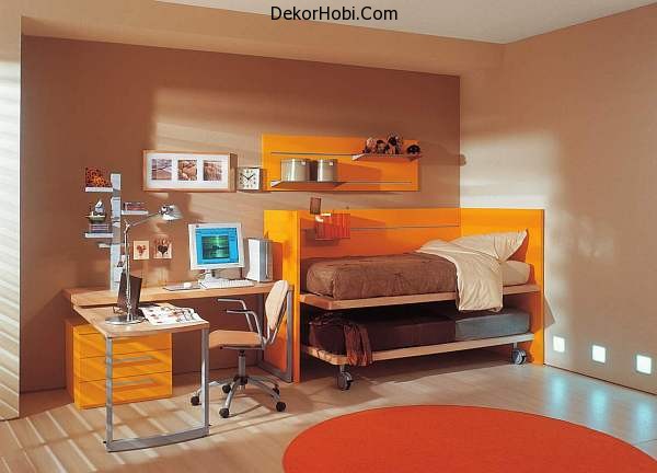 teenage-rooms-with-orange-bunk-bed