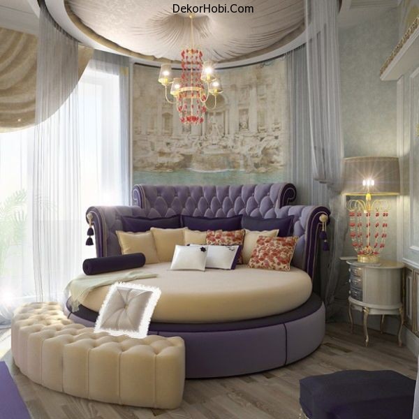 Round-bed-with-purple-hues-brings-in-a-regal-flavor