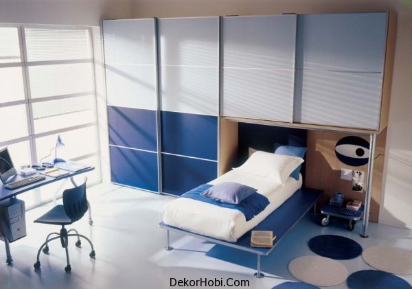 Stylish-modern-boys-bedroom-in-blue-and-grey