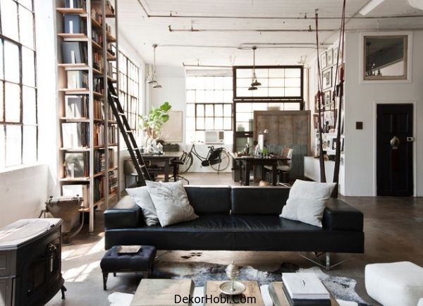 Yüksek tavanlı loft daire tasarımı