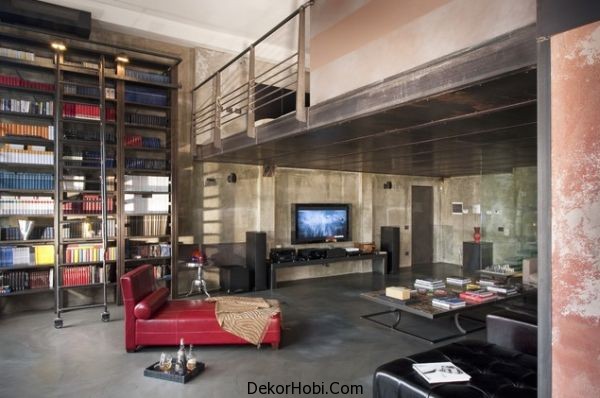 Yüksek tavanlı ve modern dokunuşları ile endüstriyel loft