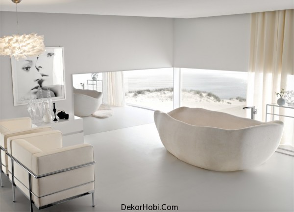 Modern Beyaz Banyo Tasarımı 2