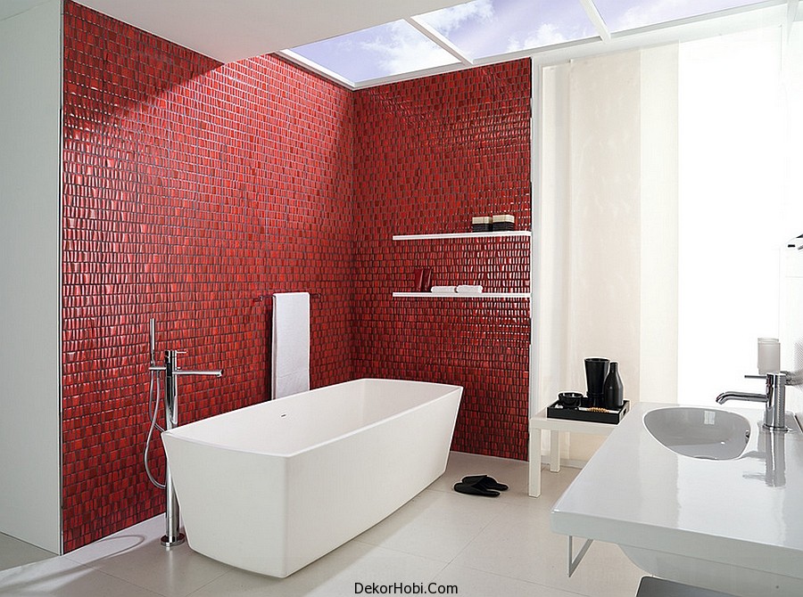 kırmızı banyo dekorasyonu1