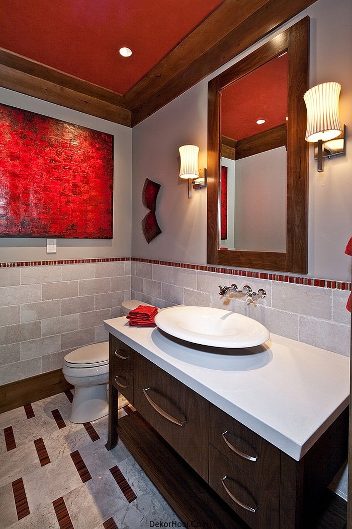 kırmızı banyo dekorasyonu9