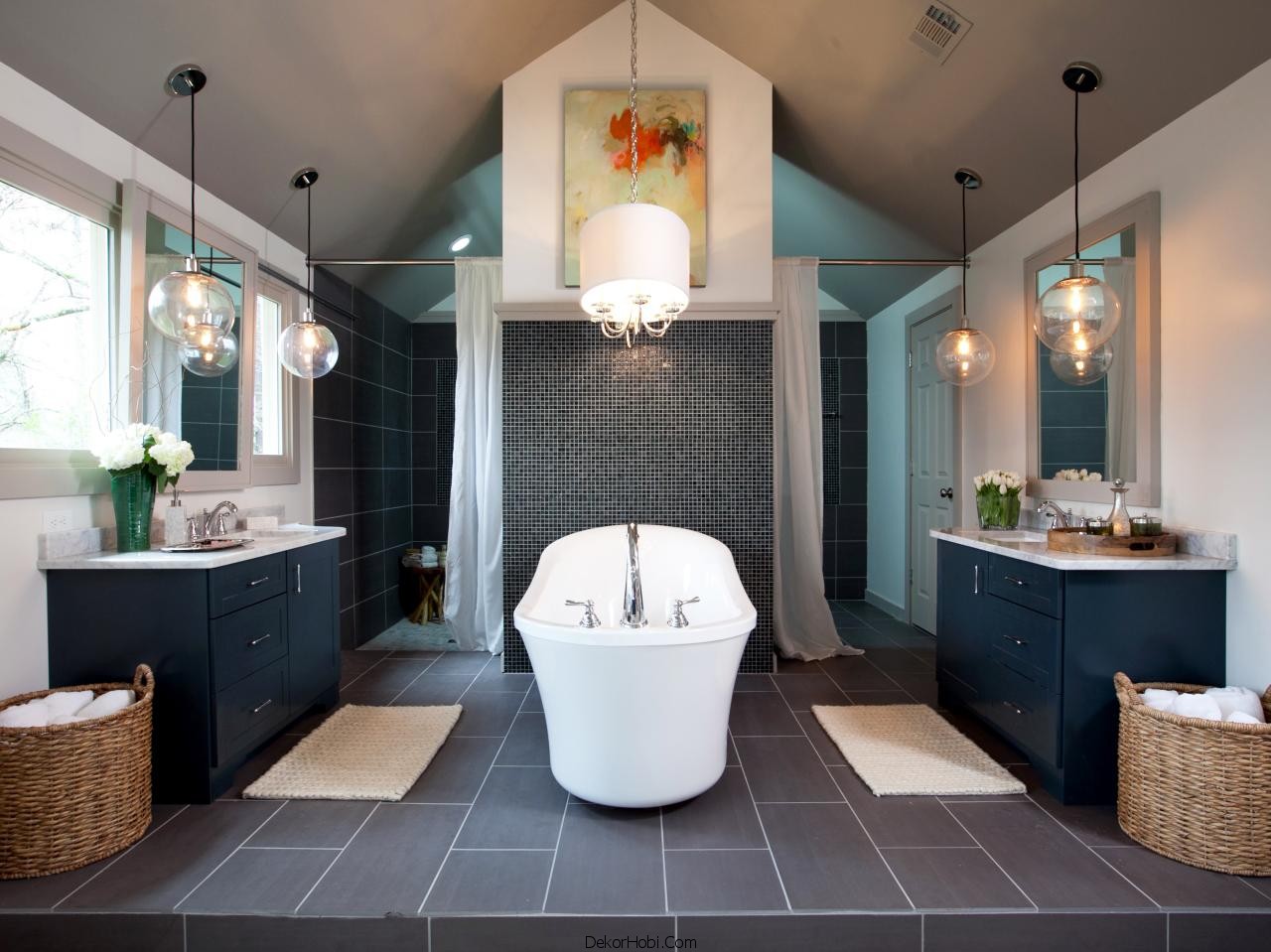 Banyoda Avize Kullanımı Banyo Aydınlatma Fikirleri